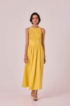 Amani Yellow Embroidered Dress view 9