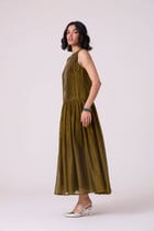 Oleg Green Handwoven Maxi Dress view 3