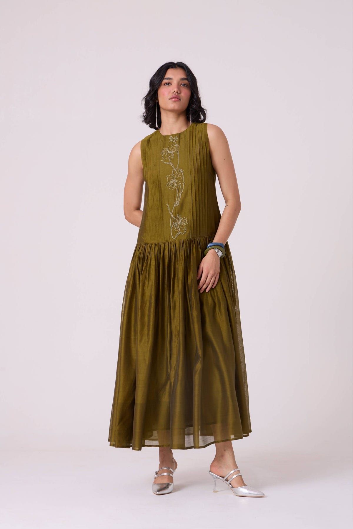 Oleg Green Handwoven Maxi Dress - image 4