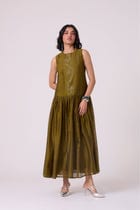 Oleg Green Handwoven Maxi Dress view 4