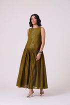 Oleg Green Handwoven Maxi Dress view 5