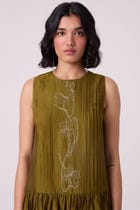 Oleg Green Handwoven Maxi Dress view 6