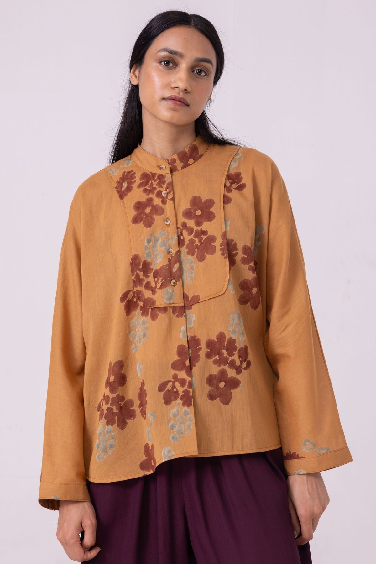 Taro Floral Hand Printed Top - image 1