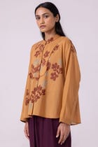 Taro Floral Hand Printed Top view 3