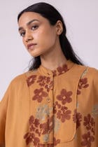 Taro Floral Hand Printed Top view 5