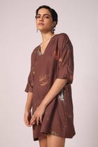 Stad Brown Zodiac Print Shift Dress view 11