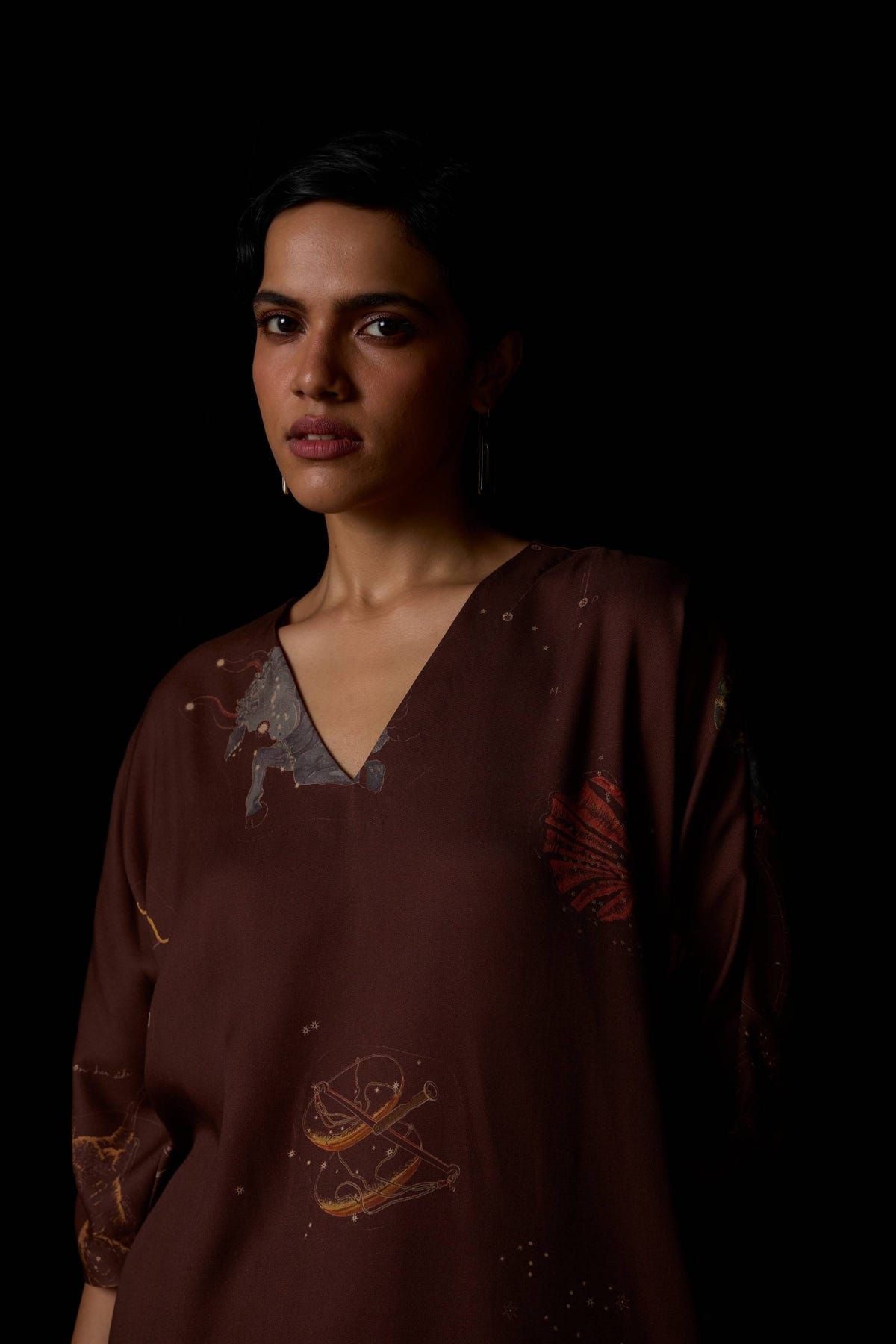 Stad Brown Zodiac Print Shift Dress - image 15