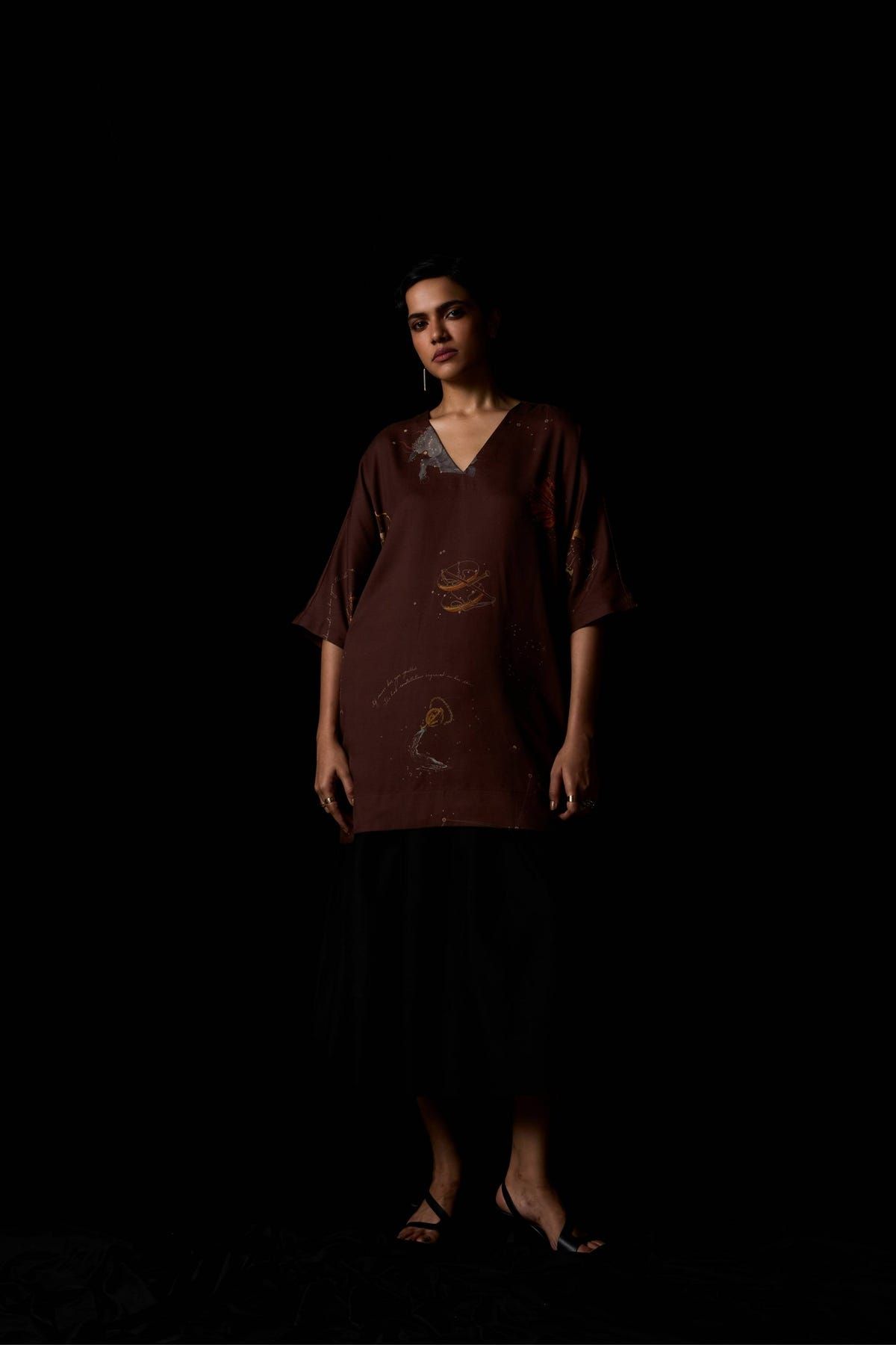 Stad Brown Zodiac Print Shift Dress - image 16