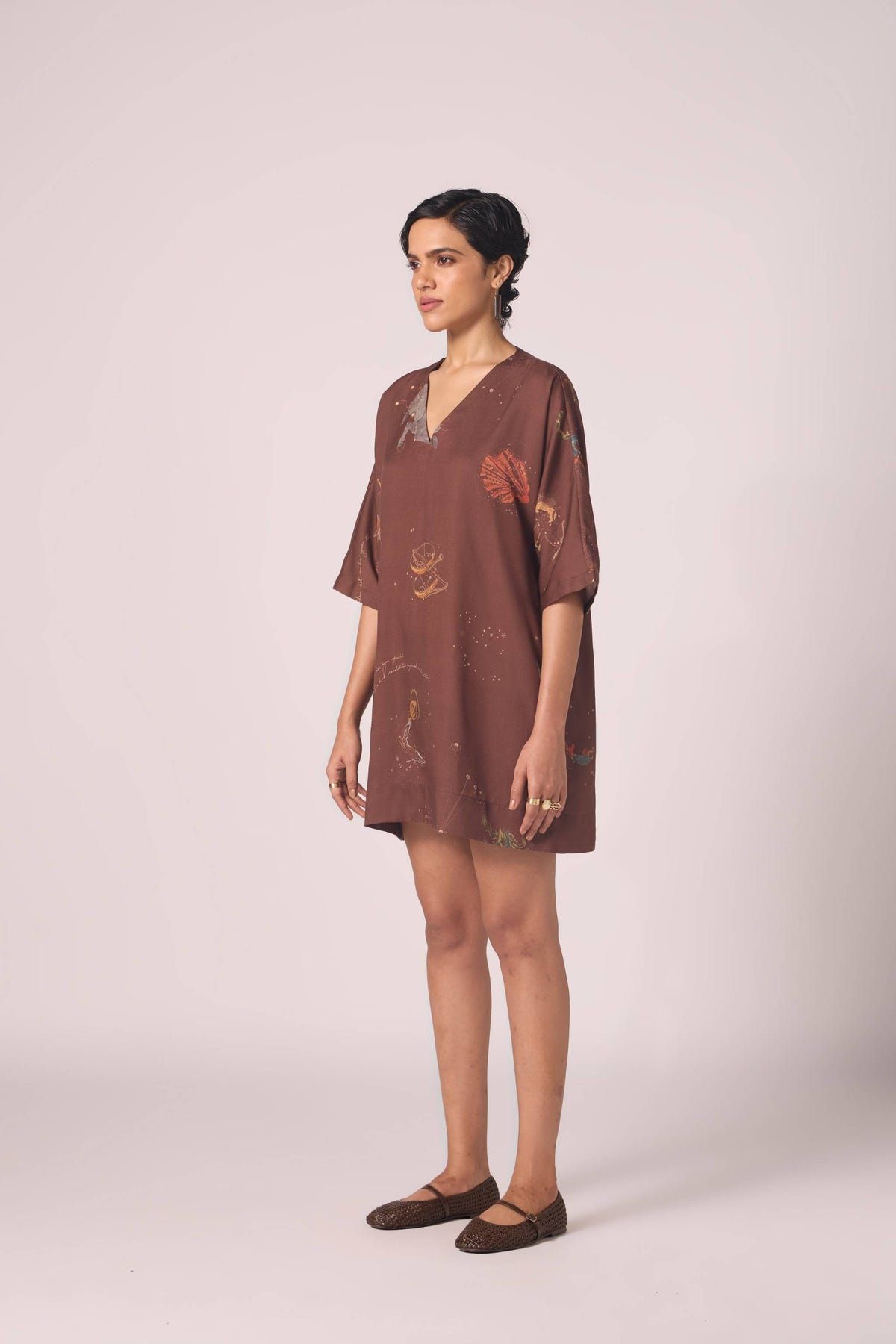 Stad Brown Zodiac Print Shift Dress - image 3