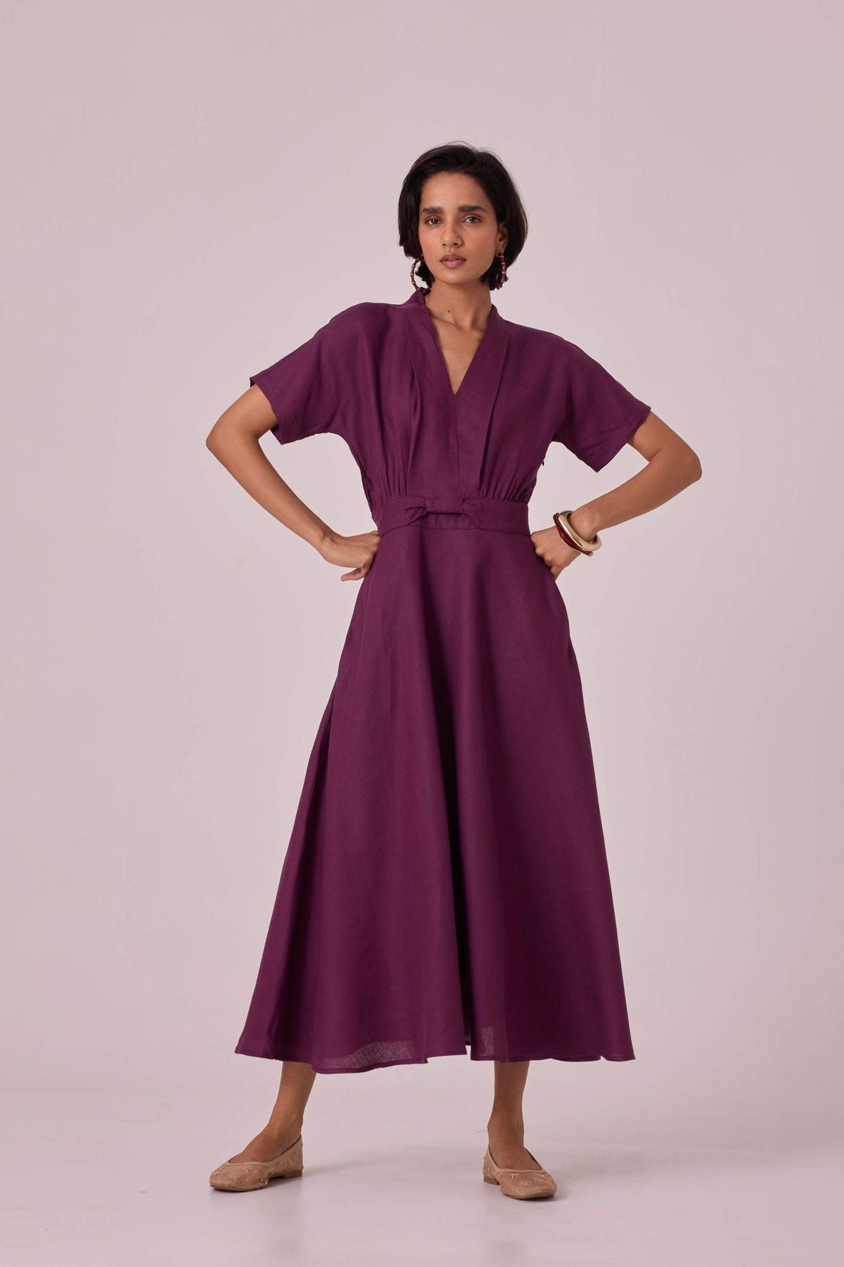 Miyake Purple Linen Midi Dress - image 11