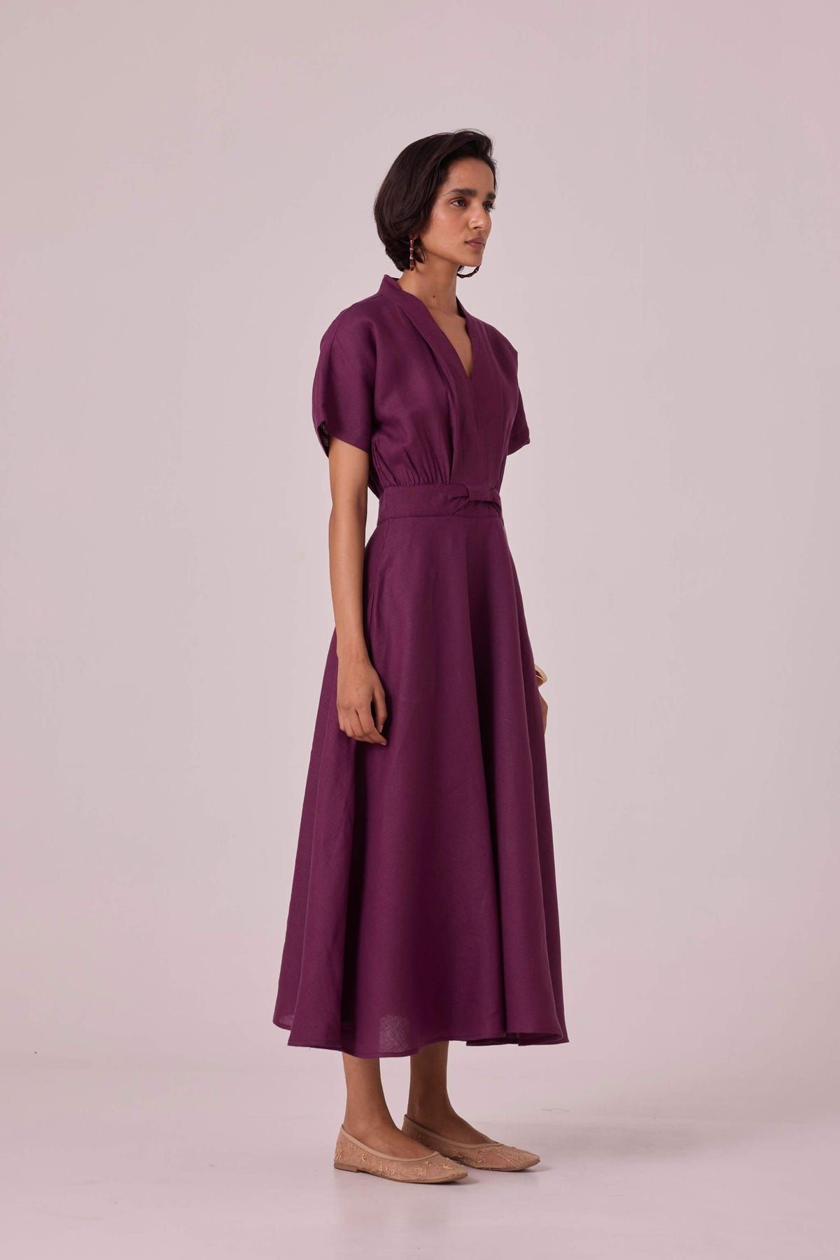 Miyake Purple Linen Midi Dress - image 2