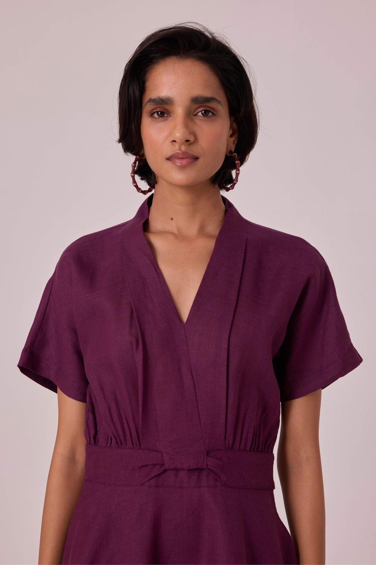 Miyake Purple Linen Midi Dress - image 4