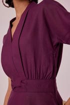 Miyake Purple Linen Midi Dress view 5