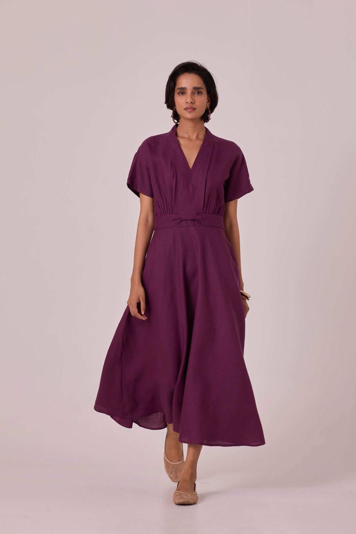 Miyake Purple Linen Midi Dress - image 7