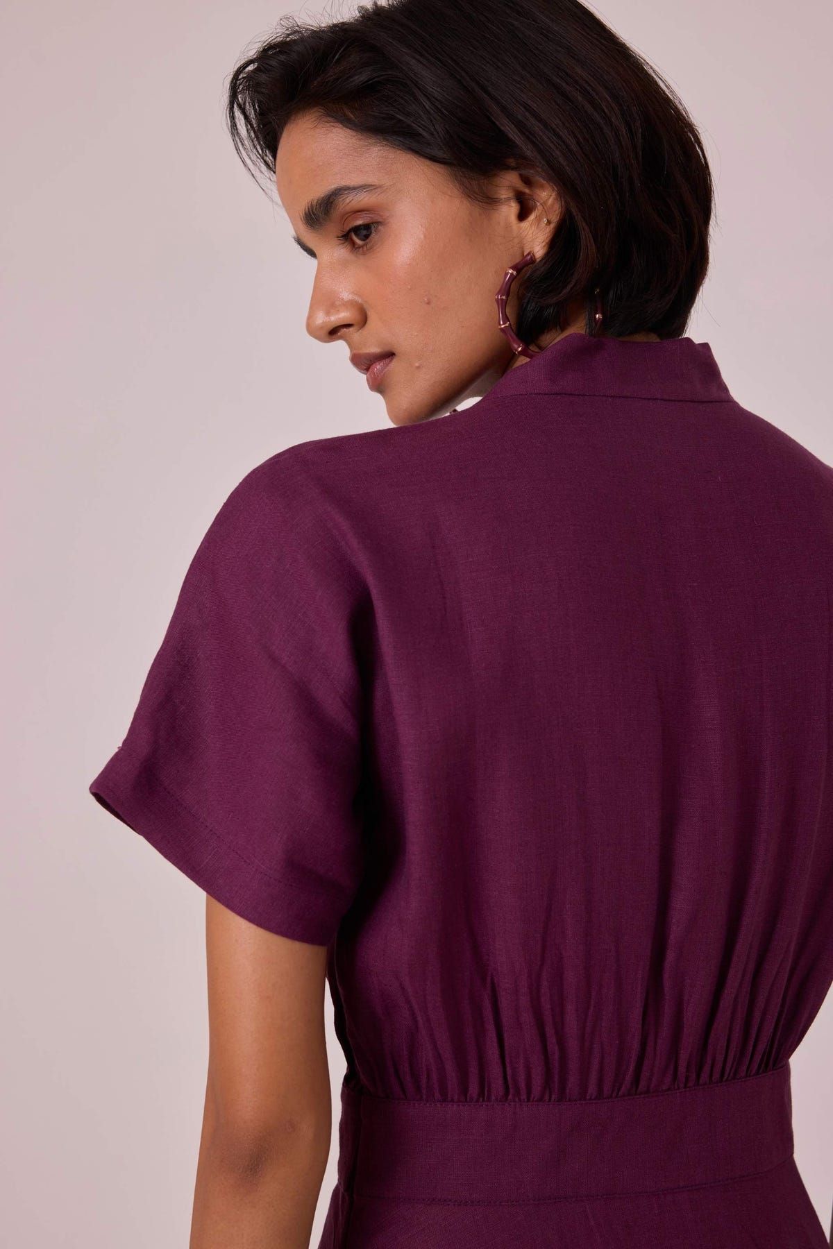 Miyake Purple Linen Midi Dress - image 9