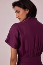 Miyake Purple Linen Midi Dress view 9