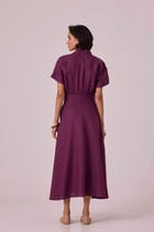 Miyake Purple Linen Midi Dress view 10