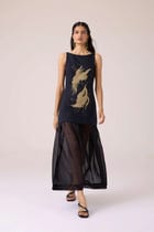 Astra Black Embroidered Maxi Dress view 1