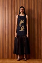 Astra Black Embroidered Maxi Dress view 16