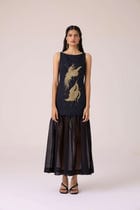 Astra Black Embroidered Maxi Dress view 2