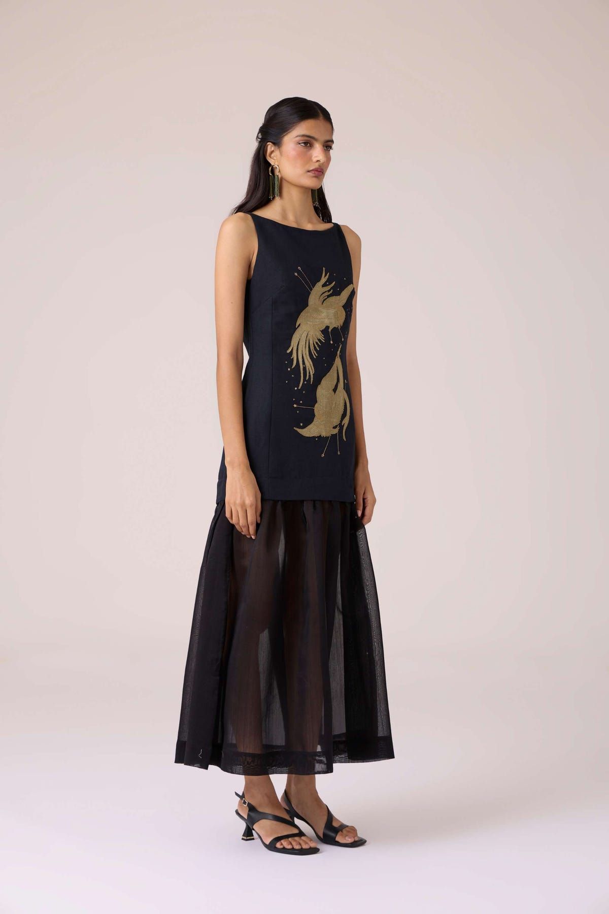 Astra Black Embroidered Maxi Dress - image 3