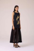 Astra Black Embroidered Maxi Dress view 3