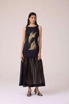 Astra Black Embroidered Maxi Dress view 5