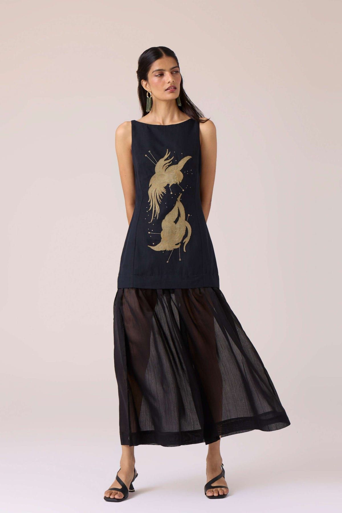 Astra Black Embroidered Maxi Dress - image 6