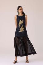 Astra Black Embroidered Maxi Dress view 6