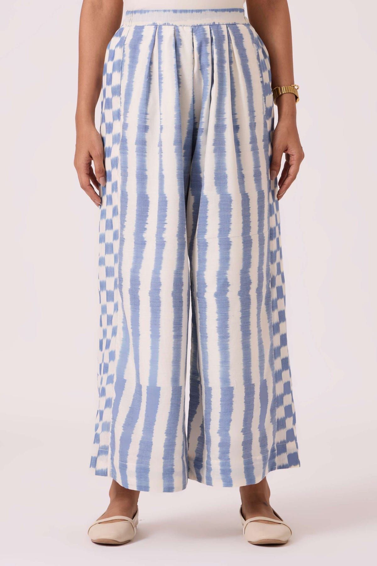 Ivan Blue Striped Ikat Pants - image 1