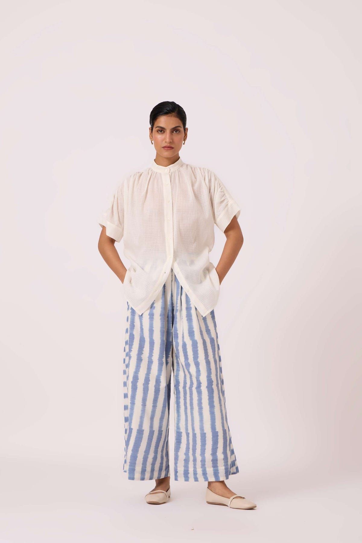 Ivan Blue Striped Ikat Pants - image 11