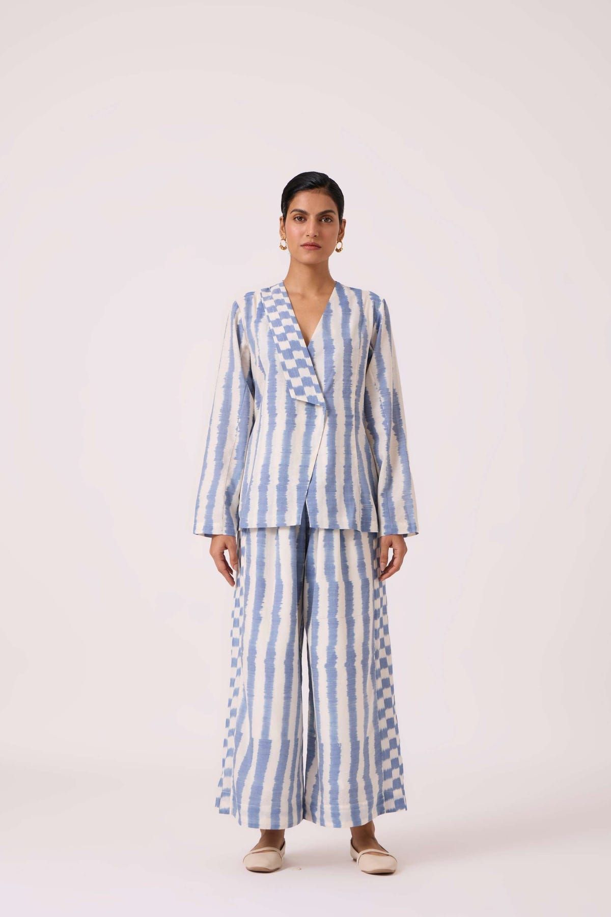 Ivan Blue Striped Ikat Pants - image 3