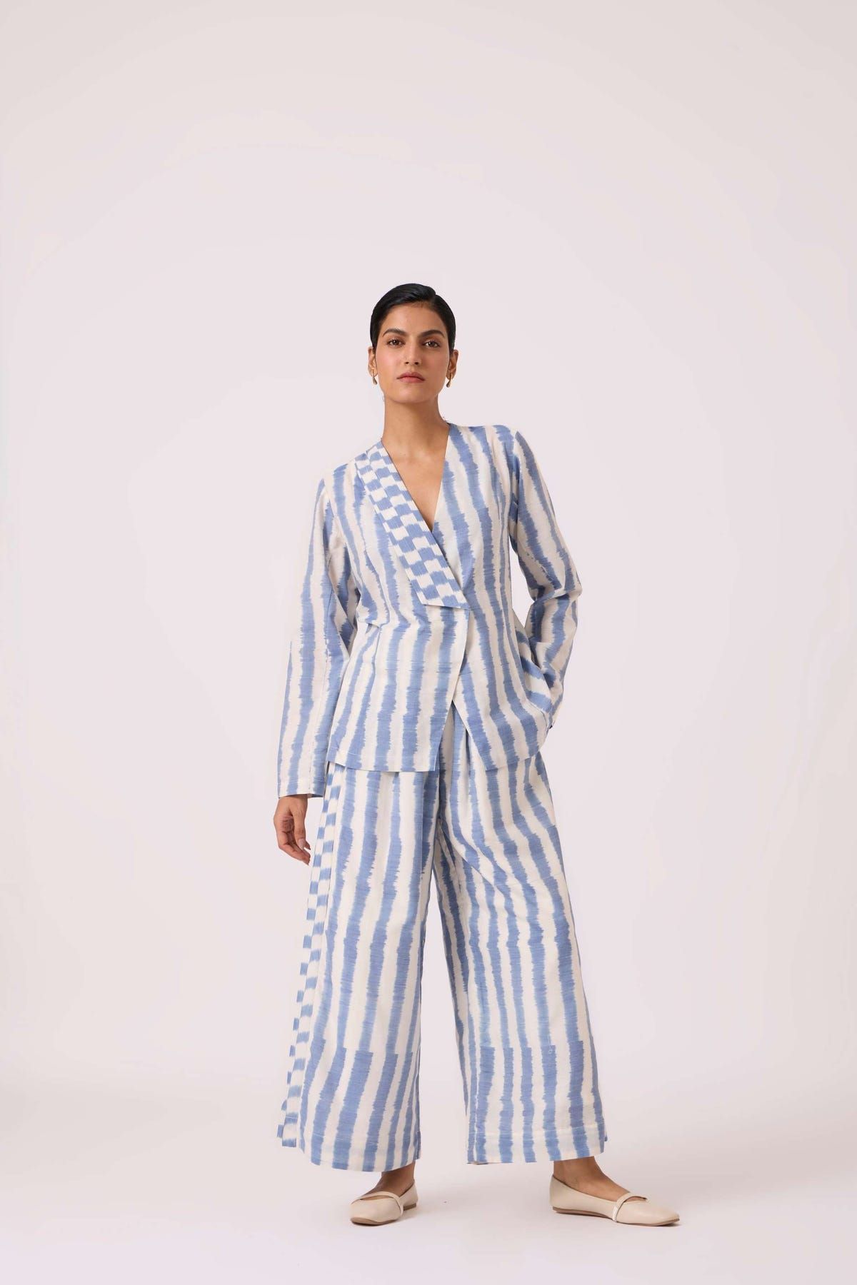 Ivan Blue Striped Ikat Pants - image 6