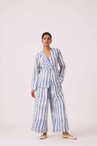 Ivan Blue Striped Ikat Pants view 6