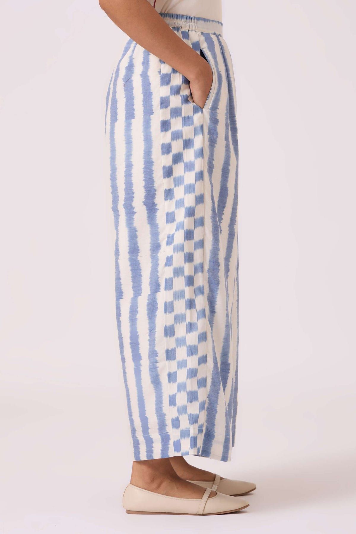 Ivan Blue Striped Ikat Pants - image 7