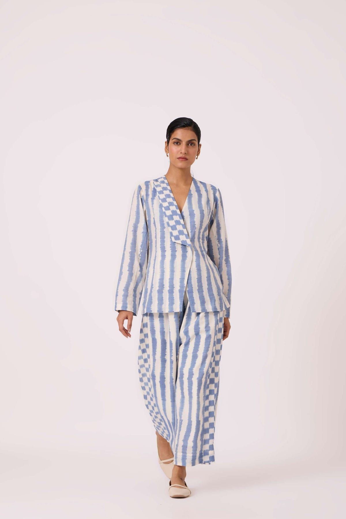 Ivan Blue Striped Ikat Pants - image 9