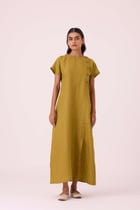 Liza Olive Linen Dress view 1