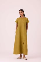 Liza Olive Linen Dress view 11