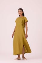 Liza Olive Linen Dress view 12