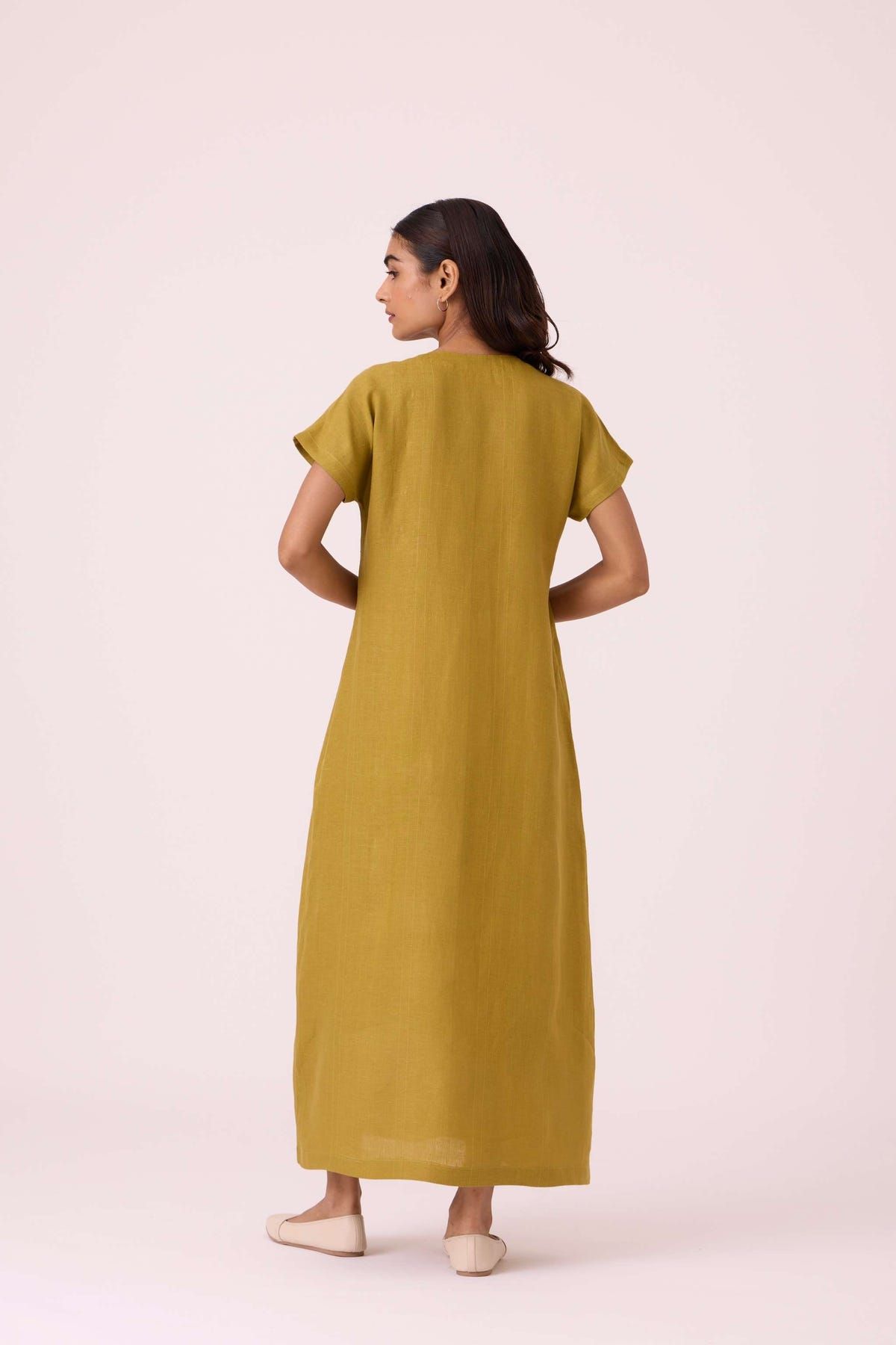 Liza Olive Linen Dress - image 13