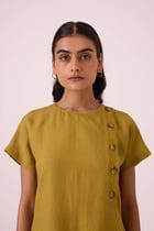 Liza Olive Linen Dress view 3