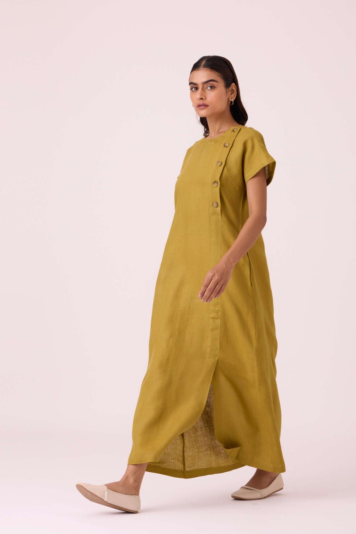 Liza Olive Linen Dress - image 8