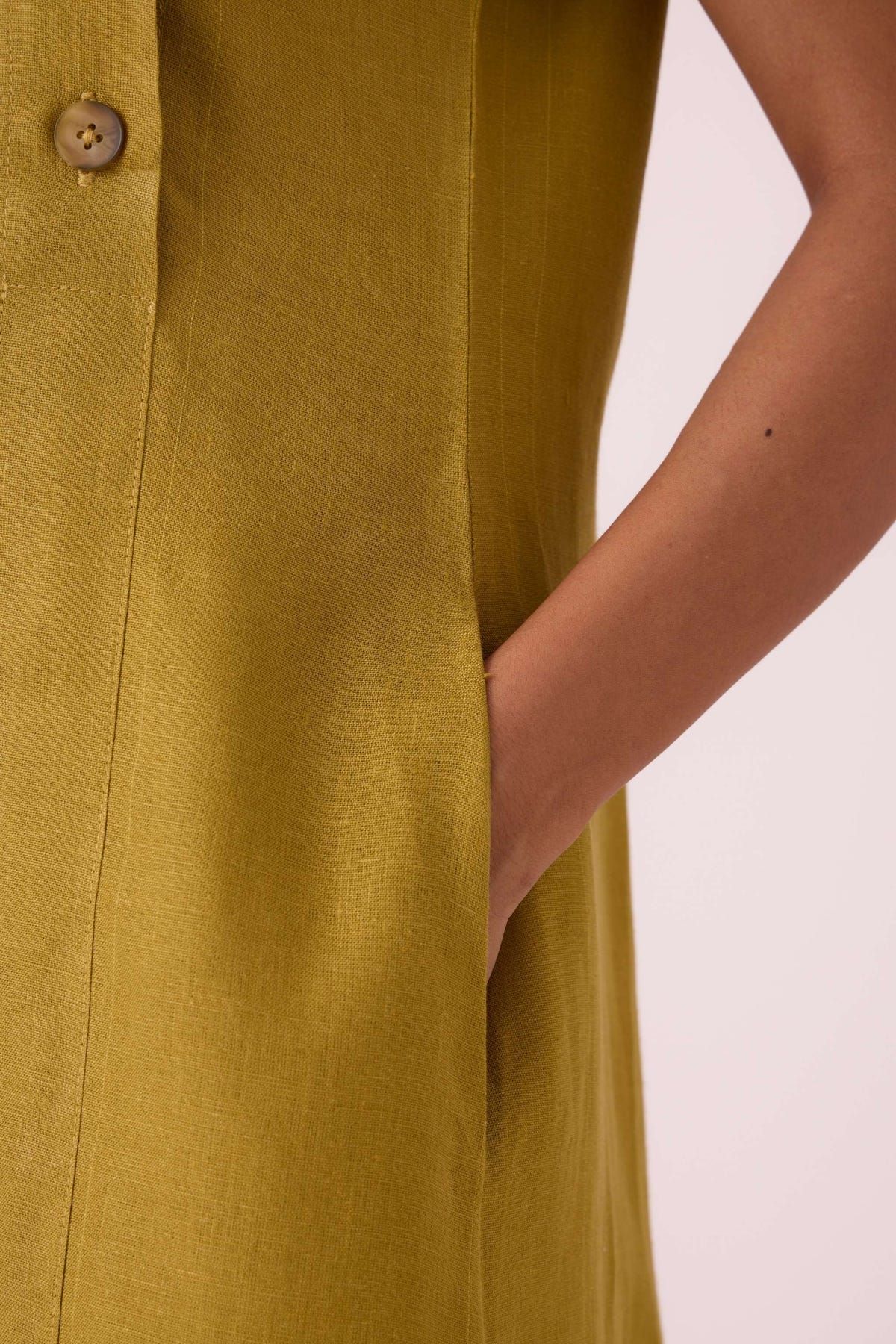 Liza Olive Linen Dress - image 9
