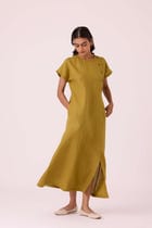 Liza Olive Linen Dress view 10