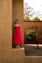 Manoor Red Organic Cotton Dress view 1