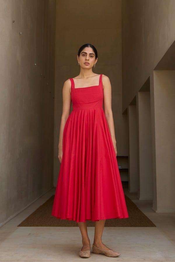 The Summer House — Manoor Red Organic Cotton Dress