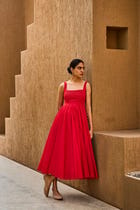 Manoor Red Organic Cotton Dress view 5