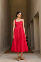 Manoor Red Organic Cotton Dress view 10