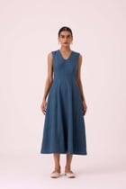 Emy Blue Handwoven Dress view 1