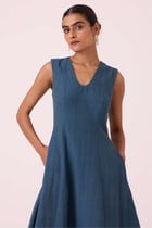Emy Blue Handwoven Dress view 3